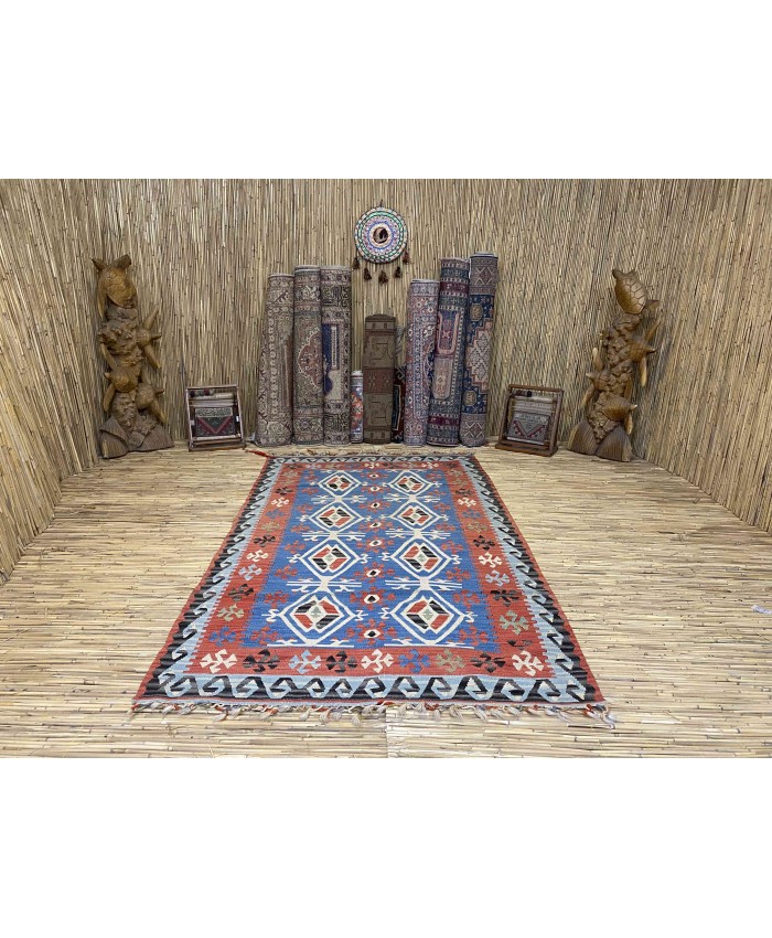 Handmade Turkish Kayseri Nomadic Original  Wool on Wool Kilim – FREE SHIPPING..!